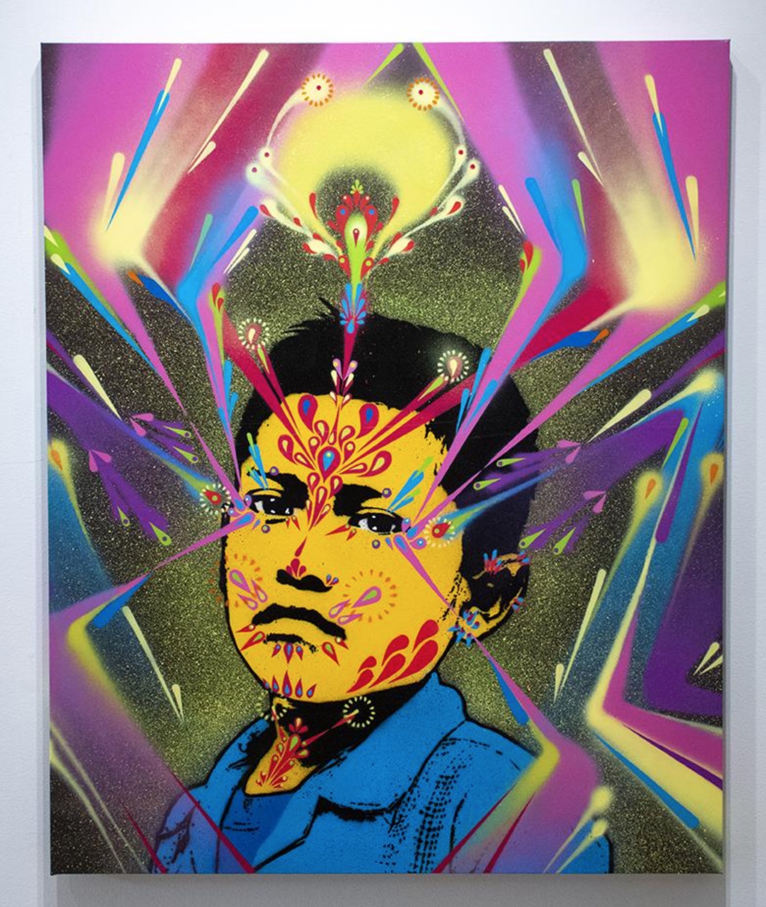 "Mesitas Kid," 2019. Spraypaint on canvas. 38 x 46 in., 96.5 x 117 cm.